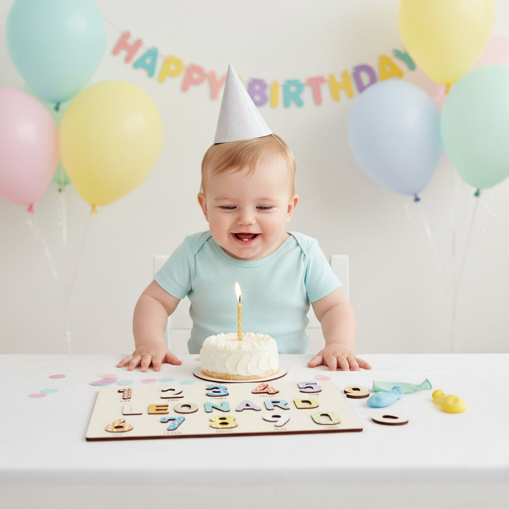 Personalized Wooden Baby Toys, Busy Board for Babies 6-12 Months, New Baby Gift