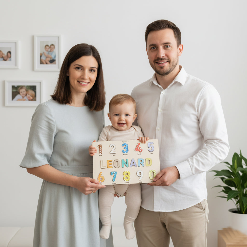Personalized Wooden Baby Toys, Busy Board for Babies 6-12 Months, New Baby Gift