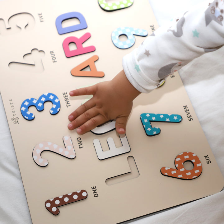 Personalized Wooden Baby Name Puzzle, First Birhtday Gift, Vehicles
